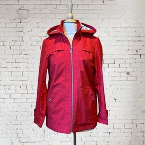 Dennis by Dennis Basso Red Water Resistant coat with removable removable hood